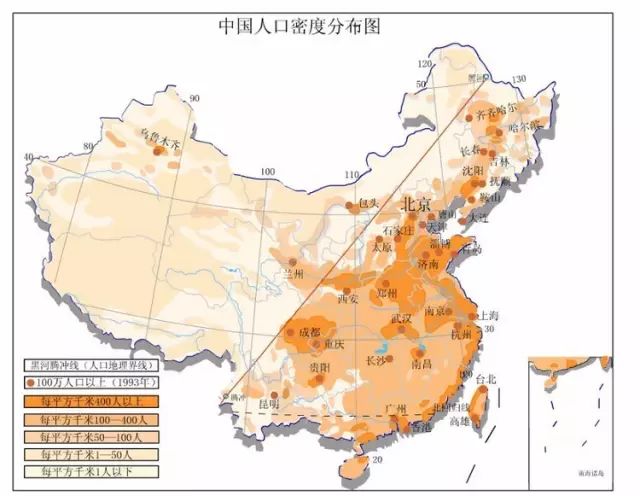 人口分布_中国的人口分布